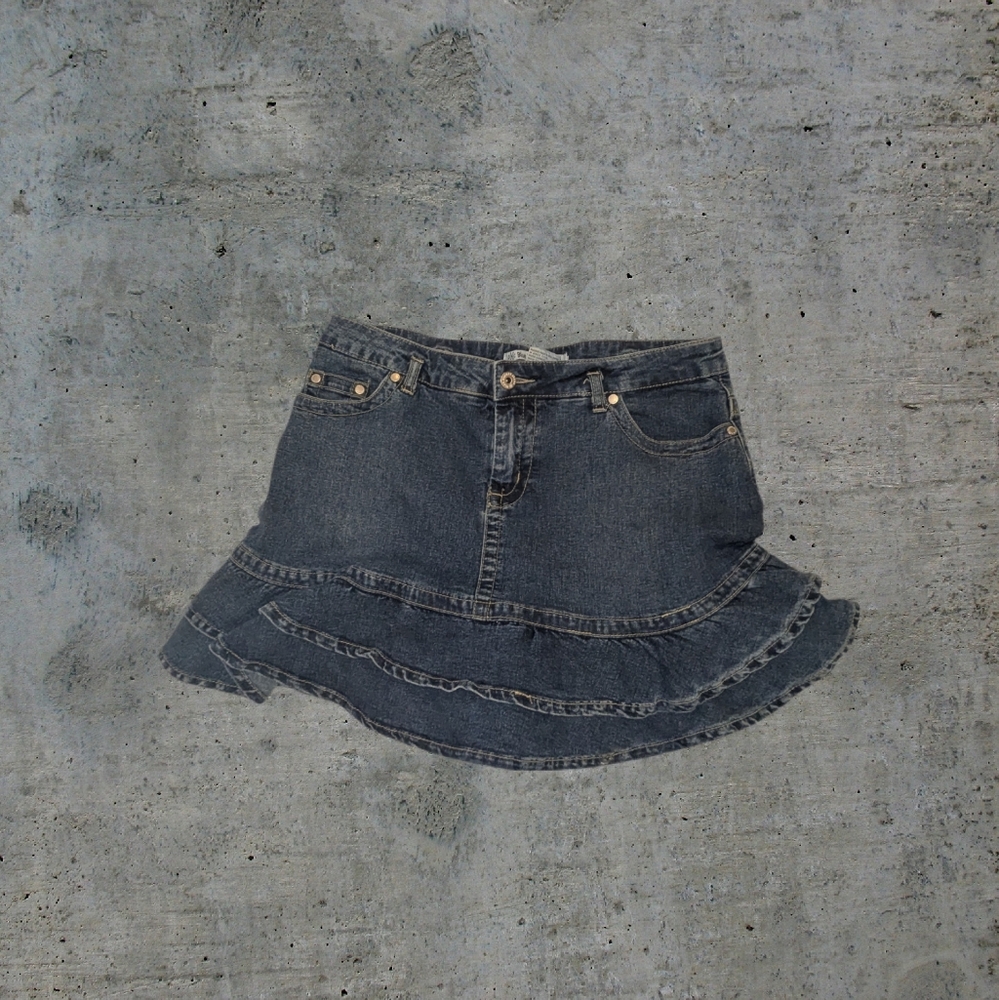 Y2K Denim Ruffle Skirt